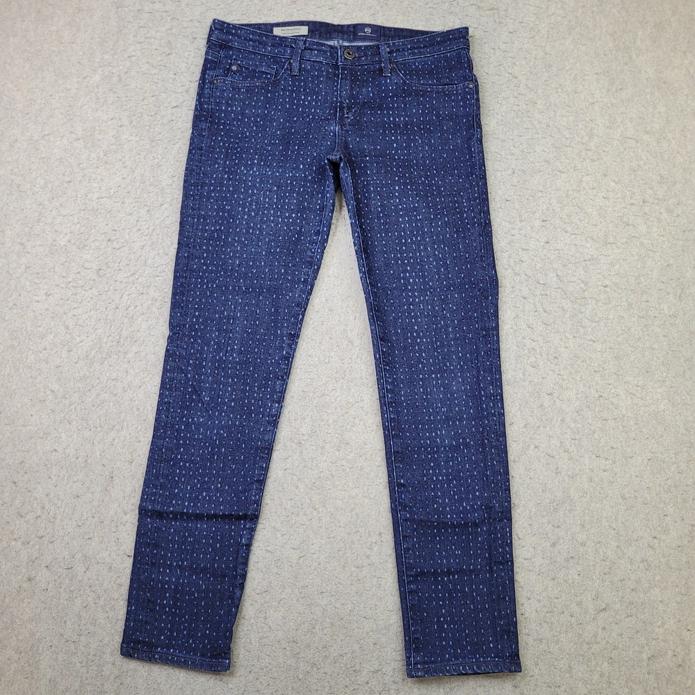 Adriano Goldschmied Jeans Womens 27R Stevie Ankle Blue Polka Dot‎ Slim Straight